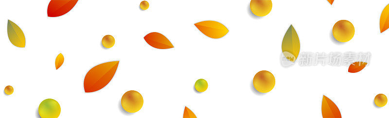 Autumn leaves and glossy beads on white background